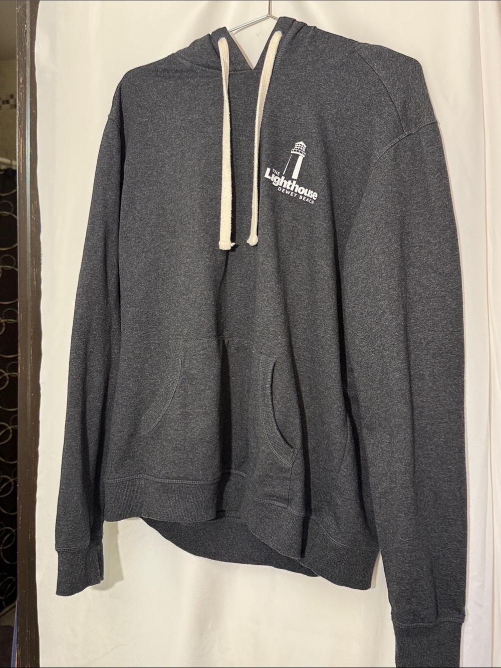 District Charcoal Heather Hoodie with Cream Drawstrings